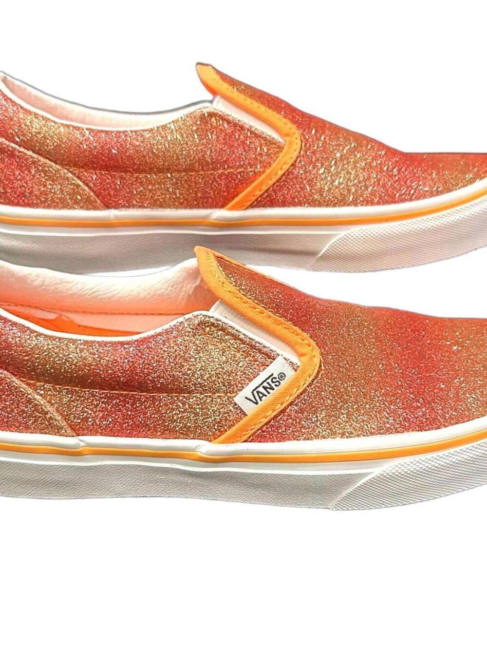 Vans Slip On Shoes "Glitter Orange Pink"  Girls 3.0 | NEW